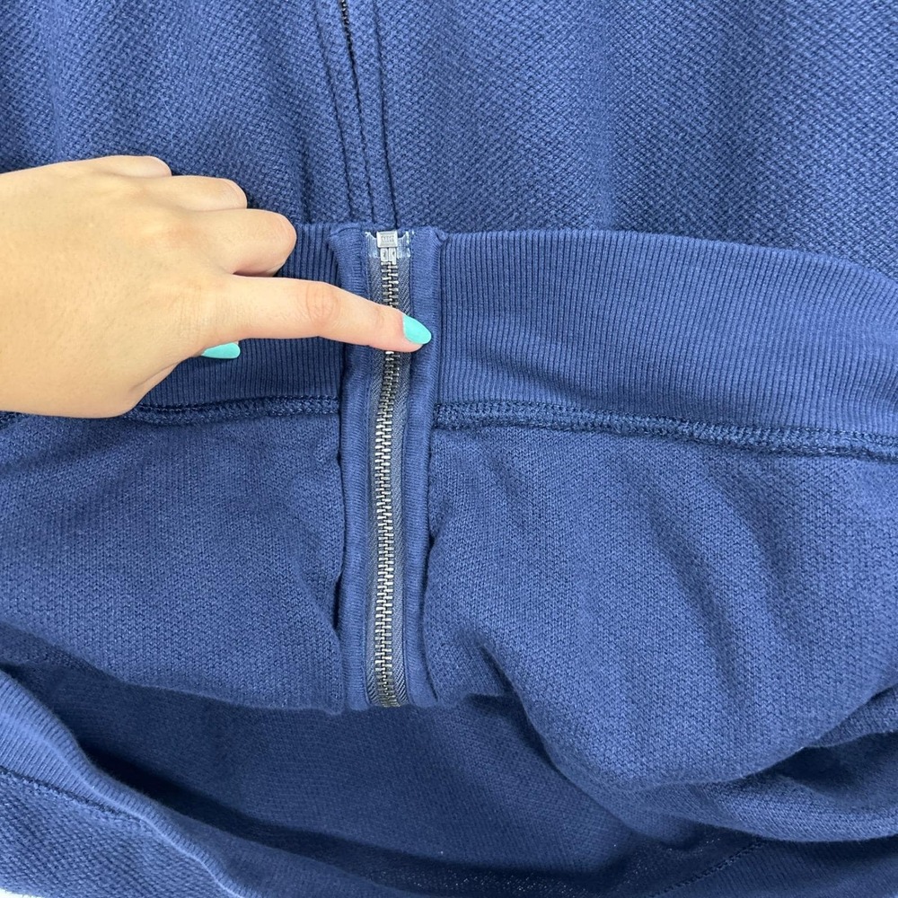 J.Crew Blue Full-Zip Cotton Textured Mock Neck Jacket Size L - Picture 5 of 8